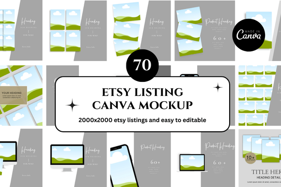 70 Etsy Canva Mockup: A Retro Display Font with Character