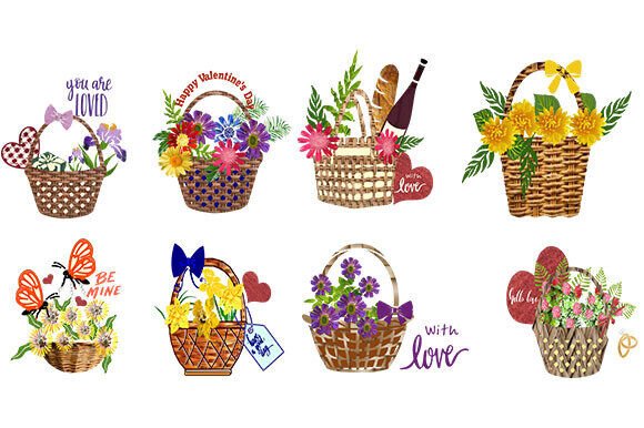 A Set of 8 Floral Love Baskets: A Thoughtful Way to Express Affection