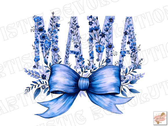 Blue Floral Coquette Mama Png Brings a Fresh Vibe to Personalized Projects