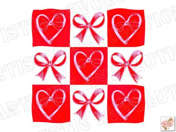 Checkered Heart Coquette Valentine PNG for Creatives