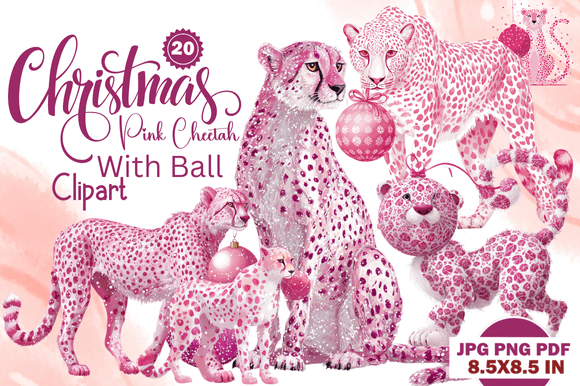 Christmas Pink Cheetah with Ball Clipart: A Fresh Holiday Design Trend