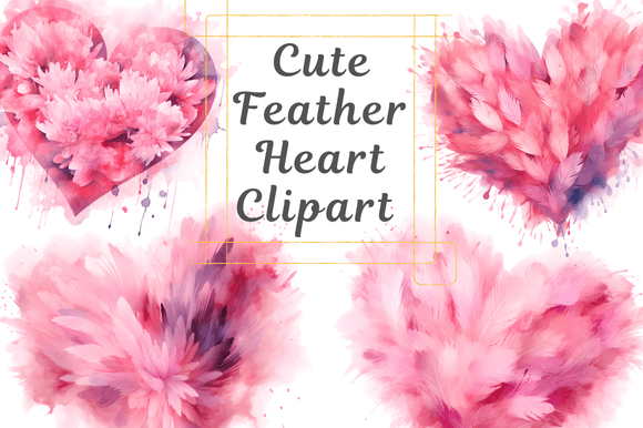 Cute Feather Heart Clipart: A Lightweight Touch for Branding