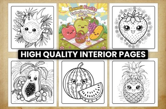 Easy Kawaii Fruits Coloring Book: A Creative Escape for All Ages