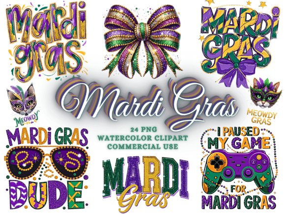 Happy Mardi Gras PNG Bundle Clipart