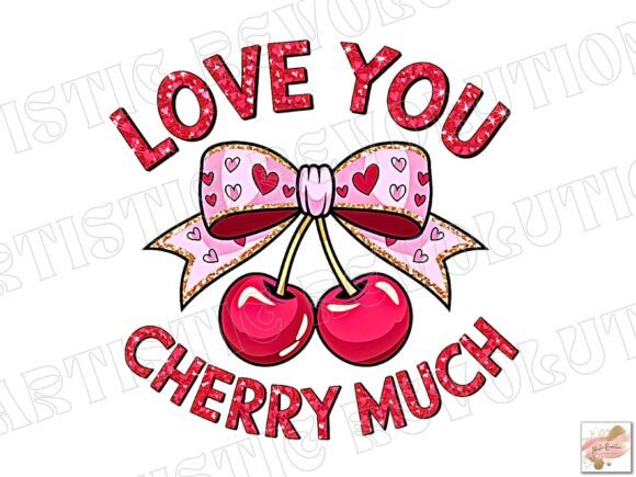 Love You Valentine PNG: Cherry Design Assets