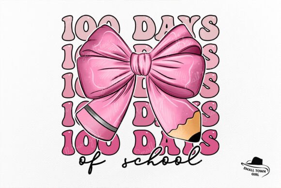 Pink 100 Days of School Pencil Bow PNG Guide