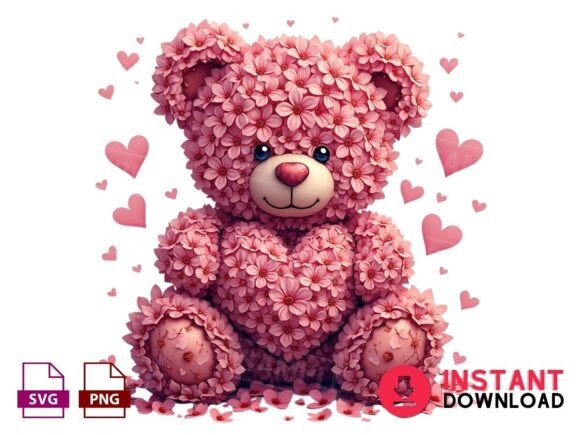 Pink Floral Valentine Teddy Bear Png – A Strategic Asset for Thoughtful Communication and Brand Positioning