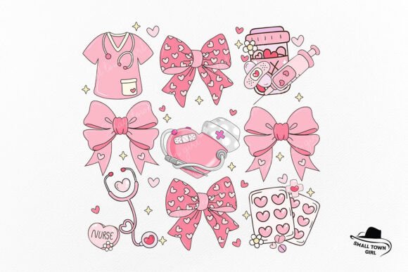 Pink Valentine Nurse Bow Coquette Png for Creatives