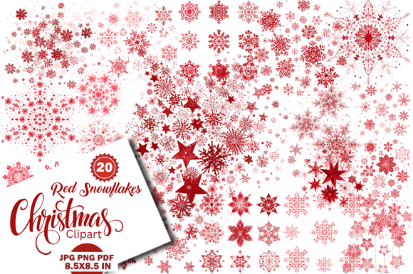 Red Snowflakes Christmas Clipart: A Focused Option for Holiday Design