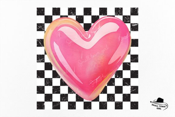 Retro Checkered Valentines Day Heart PNG