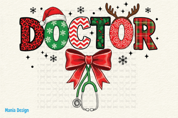 Retro Christmas Doctor Stethoscope PNG: Blending Vintage Charm with Festive Medical Design