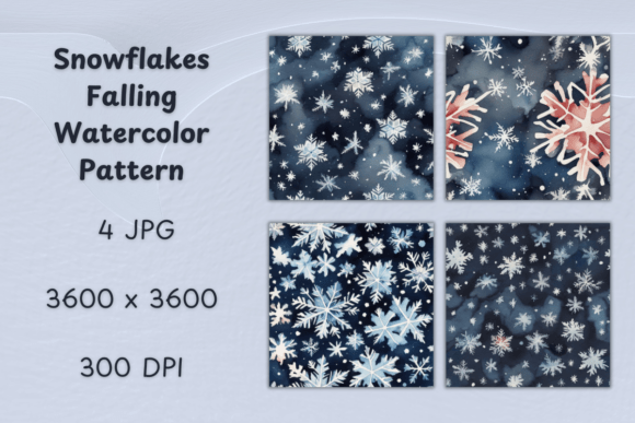 Snowflakes Falling Watercolor Patterns