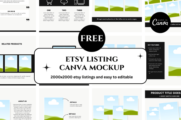 Unlock Your Shop's Potential with a FREE 12 Etsy Canva Mockup Collection